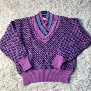 NEW Obermeyer VTG Wool Purple Paisley Sweater